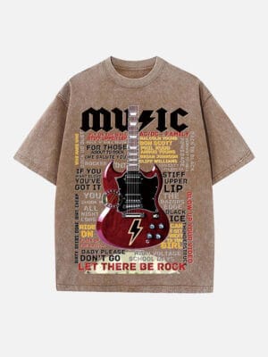 AC/DC Print Round Neck T-shirt - Image 4
