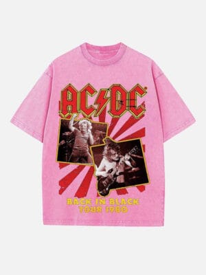 AC/DC Print Round Neck T-shirt - Image 3