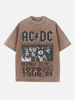AC/DC Print Round Neck T-shirt - Image 4