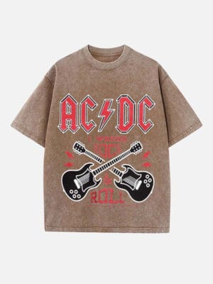 AC/DC Print Round Neck T-shirt - Image 6