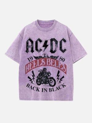 AC/DC Print Round Neck T-shirt - Image 4