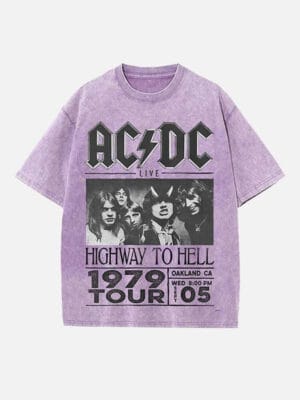 AC/DC Print Round Neck T-shirt - Image 5