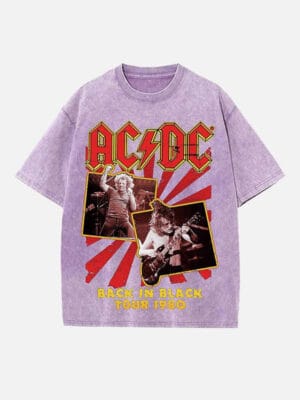 AC/DC Print Round Neck T-shirt - Image 4