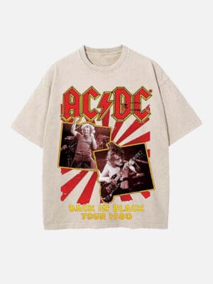 AC/DC Print Round Neck T-shirt - Image 5