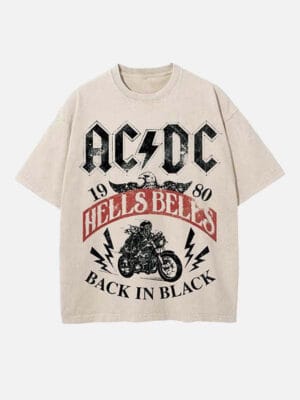 AC/DC Print Round Neck T-shirt - Image 5
