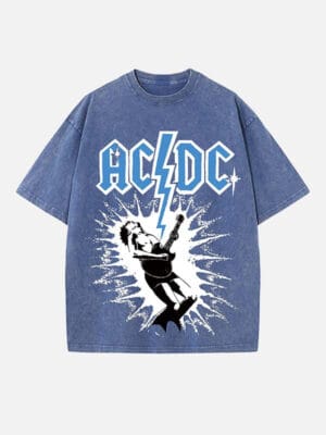 AC/DC Print Round Neck T-shirt - Image 6