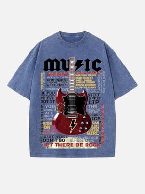 AC/DC Print Round Neck T-shirt - Image 6