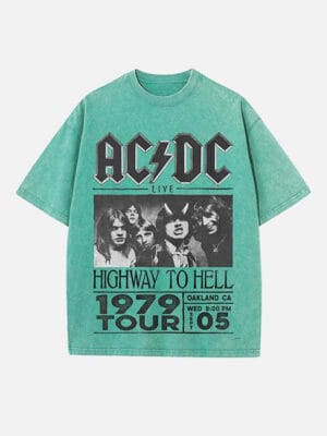 AC/DC Print Round Neck T-shirt - Image 6