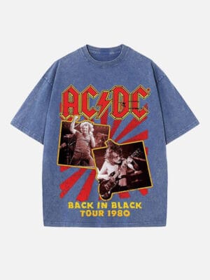 AC/DC Print Round Neck T-shirt - Image 6