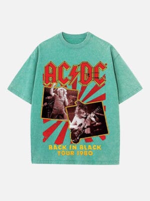 AC/DC Print Round Neck T-shirt - Image 7
